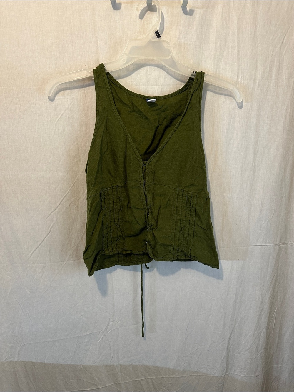 Old Navy Olive Green V-Neck Drawstring Tank